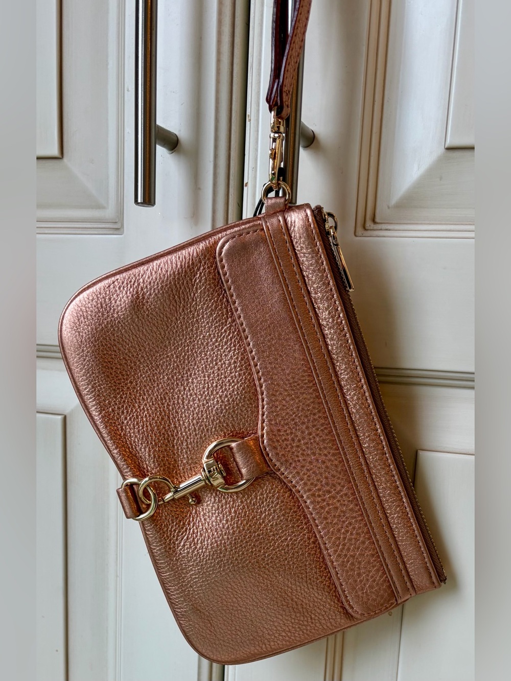 NWT Rebecca Minkoff MAC wristlet/clutch in metallic rose gold